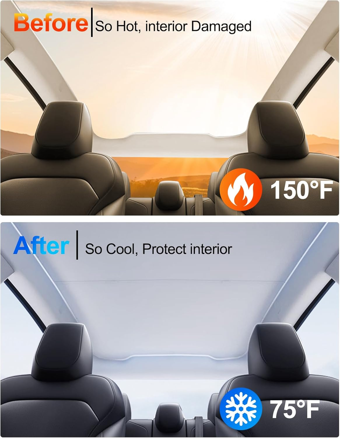 Sunshade Roof for Tesla Model Y Juniper 2026 2025 Heat Insulation Foldable Glass Roof Sun Shade, Precision Fit, Nano Ice-Crystal Coatings Sunroof Cover Accessories (For Model Y Juniper 2025-2026) image number 3