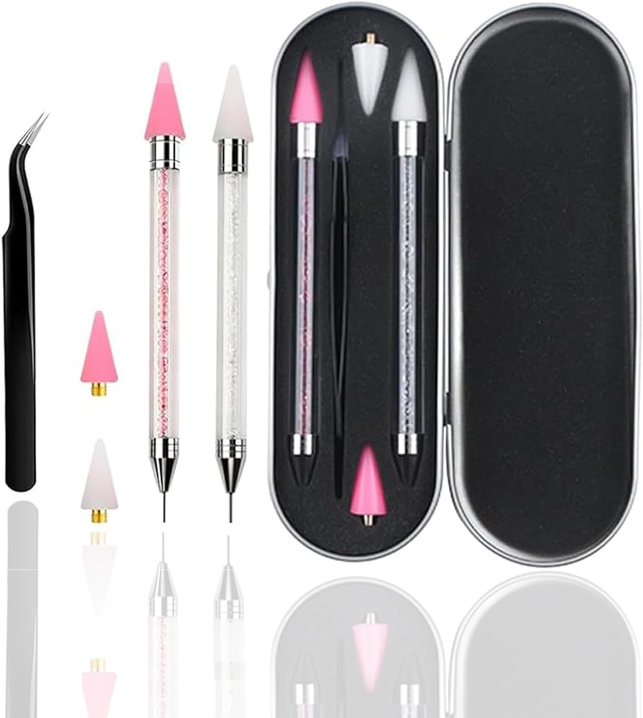 WEZCHUGHAOL Rhinestone Picker Tool Set, Acrylic Handle, Dual Head Applicator, Wax Tips, for Nail Art ﻿ image number 1