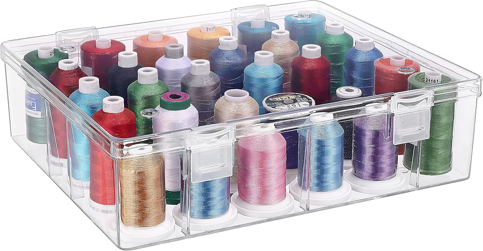 New Brothread Pack of 2 Tall and Clear Storage Box/Organizer for 2X30 Home Embroidery&Cotton Thread Spools Compatible with Tall Thread Spools from Isacord/Floriani/Madeira/Glide/Ra/Connecting Thread image number 4