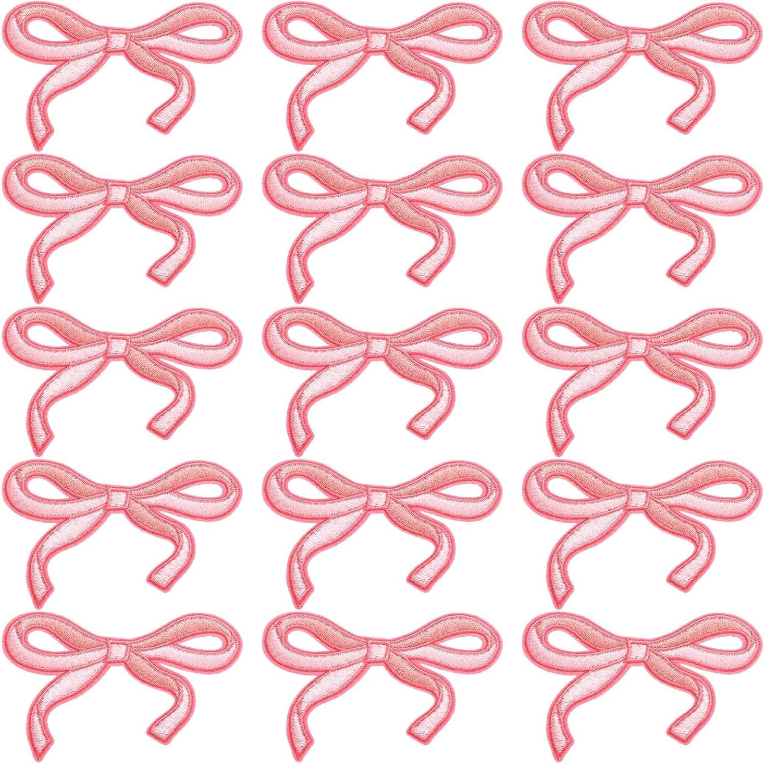 15 Pcs Pink Bow Patches, 3 X 2 Inch Embroidery Bow Iron on Patch for Clothes Iron on Bows Cute Bow Patch Sticker Embroidered Applique for DIY Sewing Jeans Shirt Hat Jackets Clothing Backpacks(Pink) image number 2