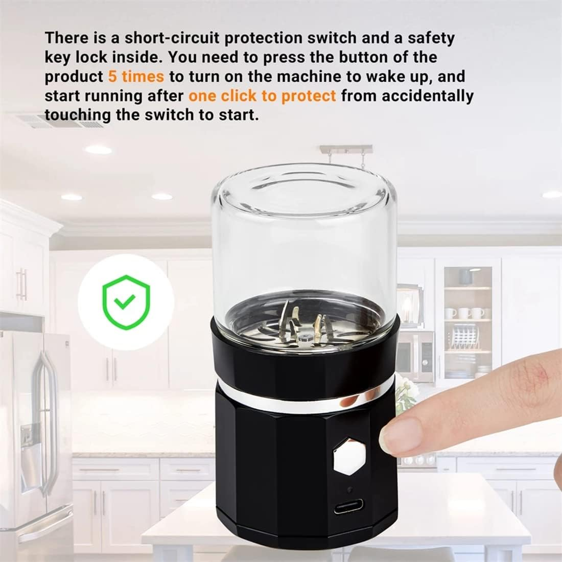 MOUNAY Mini Electric Grinder Portable Vanilla Grinder USB Rechargeable with a Cleaning Brush for Herb Tea Rosemary