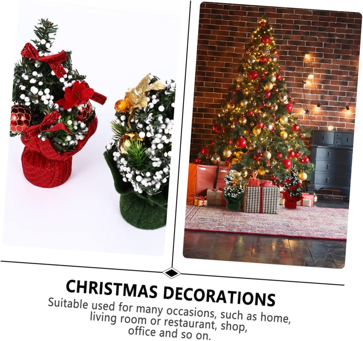 2Pcs Mini Christmas Tree Ornaments for Christmas Desktop Adornments Holiday Decorations for Home and Office Festive Displays