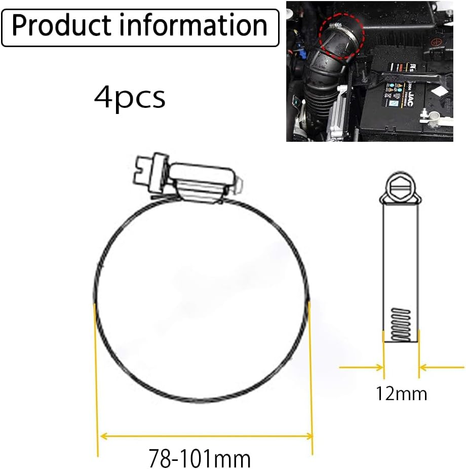 4 Pack 304 Stainless Steel Duct Clamp Worm Gear Adjustable 78Mm-101Mm Hose Clamp,Pipe Clamp Dryer Vent Clamp Thumb Screw Clamps for Plumbing,Mechanical image number 3