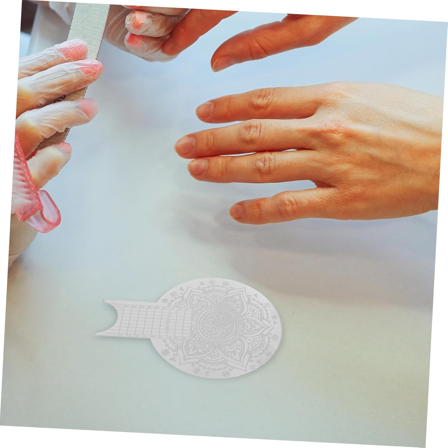 NIYANGLE 3Pcs Nail Polish Painted Steel Plate Templates Nail Stamper Grooming Stampers Blue Stainless Steel image number 4