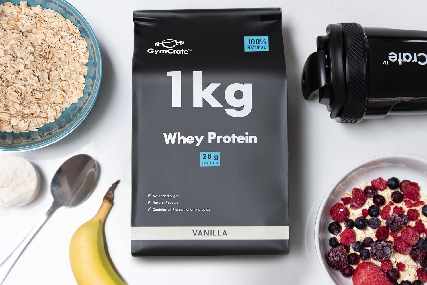 Gymcrate Vanilla Whey Protein Powder (1Kg) | Whey Protein Isolate & Concentrate Blend | 28G Protein per Serving | 28 Servings | Lean Muscle Support for Bodybuilders, Gym-Goers | Vegetarian Sports Nutrition image number 5