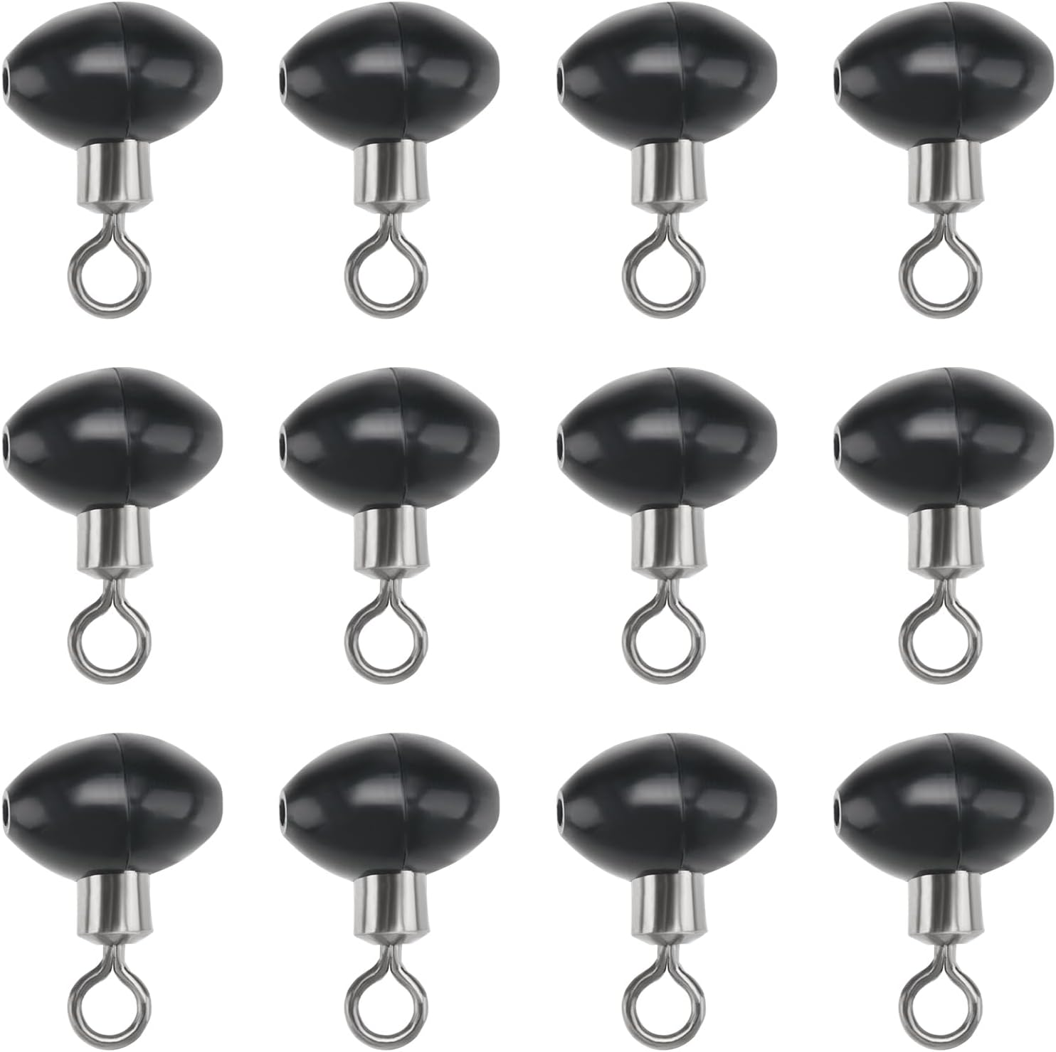 Ecsing 50 Pieces 12X16Mm Fishing Rolling Swivel Slider Bead Fishing Pulley Beads Fishing Tackle Zip Slidersfishing Tackle Running Slider Bead Swivel Connector, Black image number 2