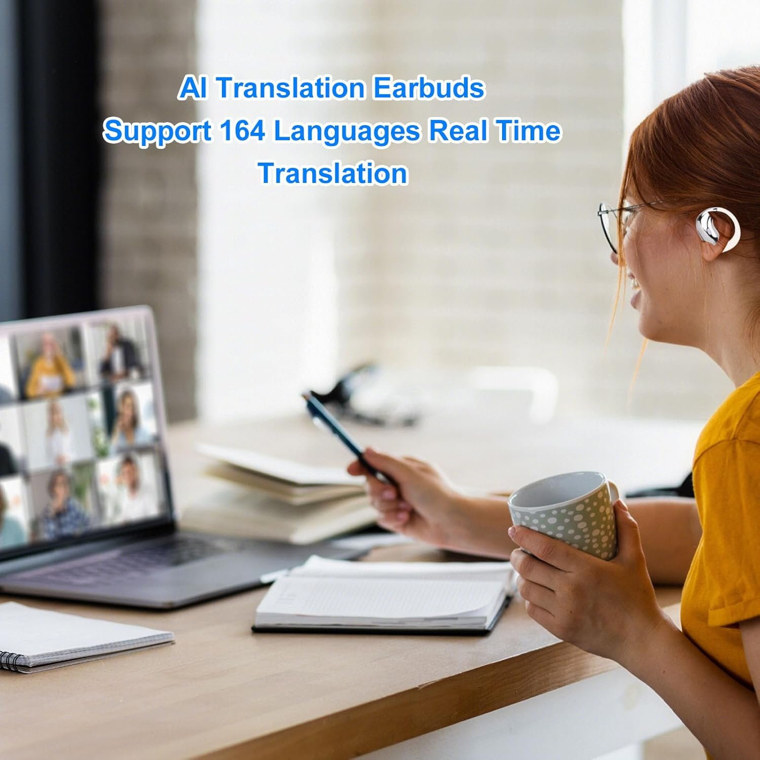 Jectse Multifunctional Translation Earbuds with Clear Sound and Long Battery Life for Language Learning, Business Meetings, White image number 6