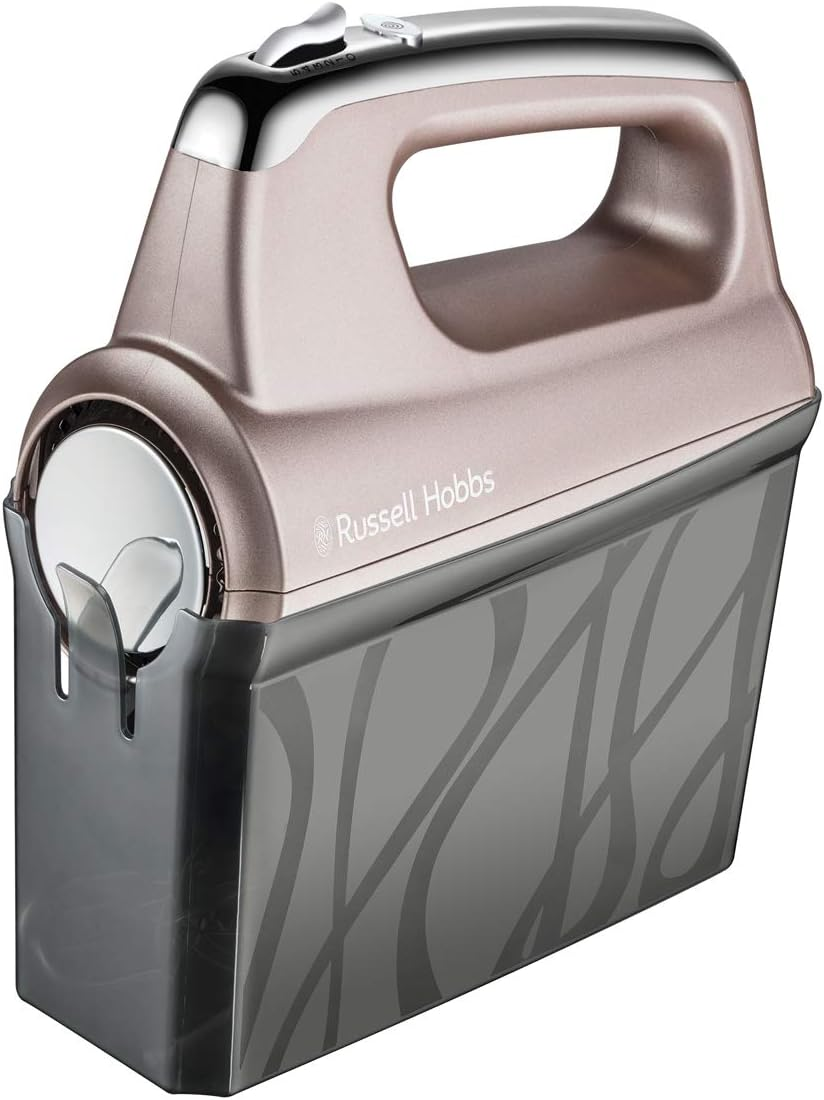 Russell Hobbs Hand Mixer [Hand Mixer Including Storage Box for Accessories] Swirl Quartz (4 Speed Settings + Turbo Function, 2 Helix Whisks Made of Fibreglass-Reinforced Nylon, 2 Dough Hooks) 25892-56 image number 2