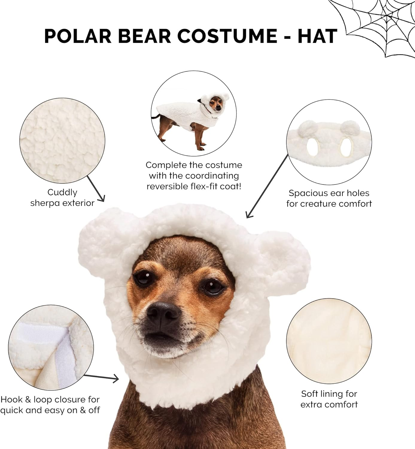 Furhaven XS to SM Dog Hat, Washable & Cozy - Sherpa Flex-Fit Polar Bear Dog Hat Costume - Cream, Extra Small to Small image number 5