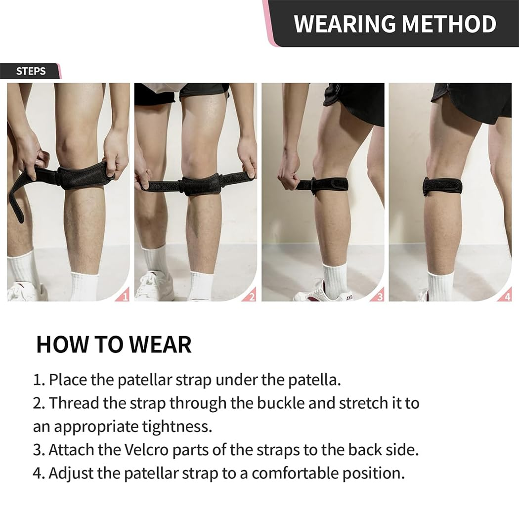 Idopick Patellar Tendon Support Strap 2 Pack,Knee Support and Pain Relief for Knee Pain Relief,Patella Band for Basketball, Jumpers Knee, Tendonitis, Running, Hiking, Soccer image number 5