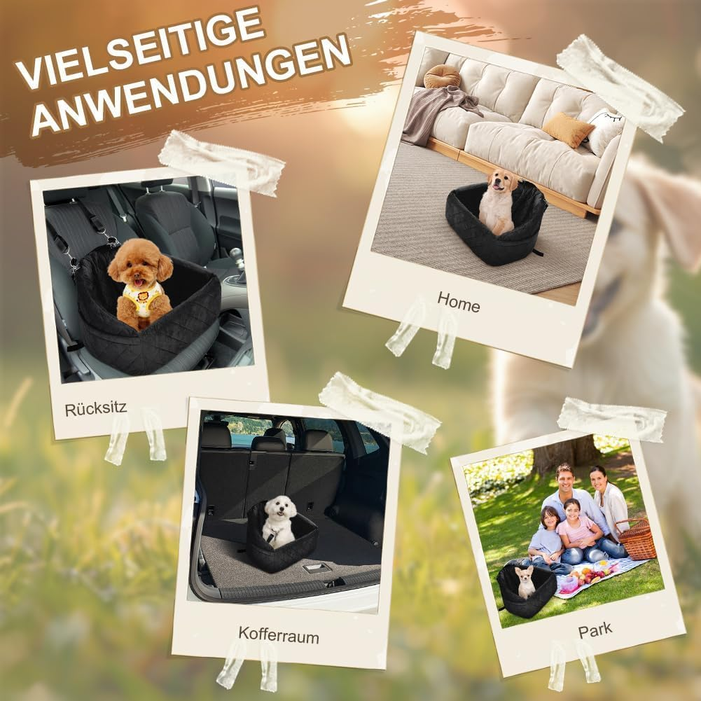 Dog Car Seat for Small and Medium Dogs,Car Seat for Dogs Removable and Washable Dog Booster Seat under 30Lbs, Pet Car Seat Travel Bed with Storage Bag and Dog Safety Belt (Black) image number 5