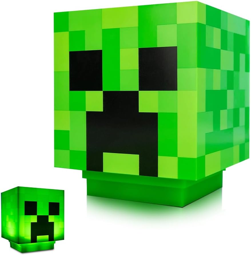 Creeper Lamp, Creeper Light, 3D Lamp with Zombie Sounds, Creeper Icon Lamp, LED Creeper Lamps, Creeper Light for Gift Idea Table Lamp Bedroom Decoration Toy [Energy Class A]