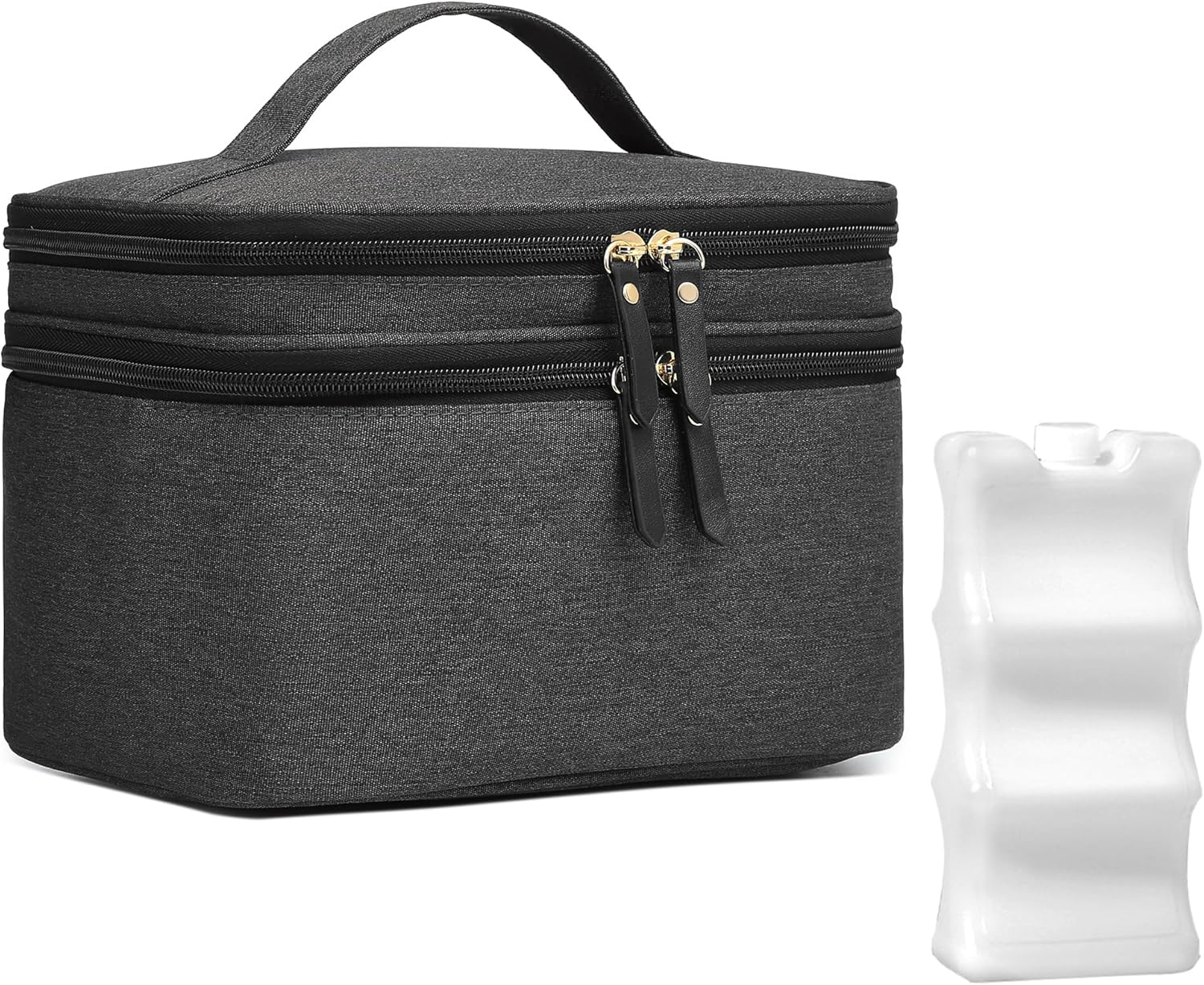 QIUXQIU Breast Pump Bag for Hands-Free Wearable Breast Pumps、Bottles,Pump Parts, and Storage Bag，Tote Bag，Multi-Function Breastmilk Cooler Bag Insulated Bag(Black)