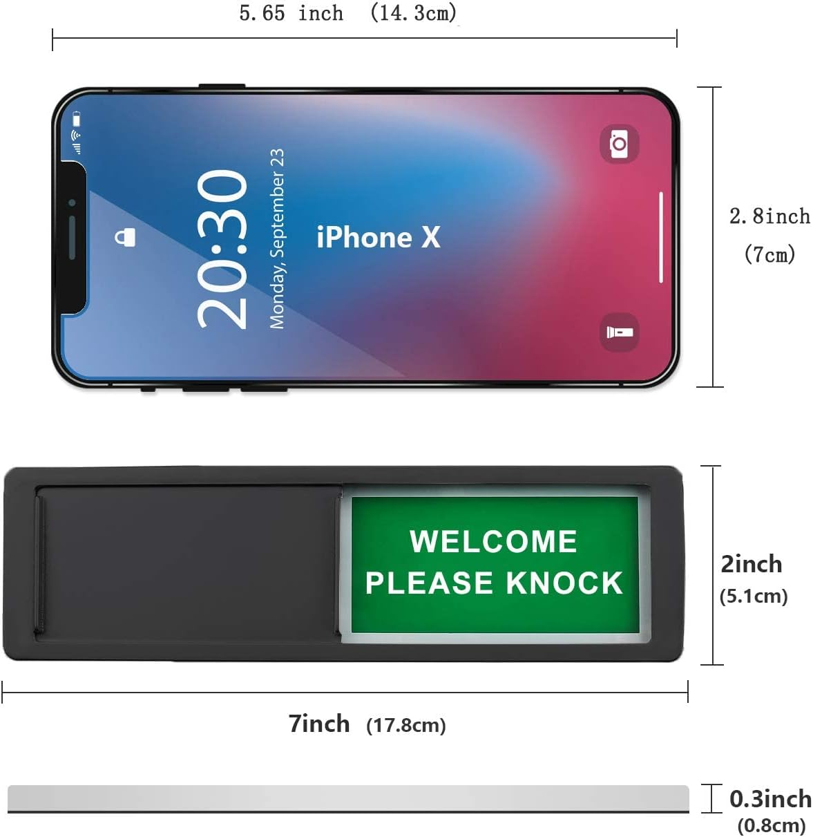 Do Not Disturb Privacy Door Sign, Please Knock for Home Office Restroom Conference Hospital, Non-Scratch Magnetic Slider Door Indicator, 7'' X 2'' - Black image number 6