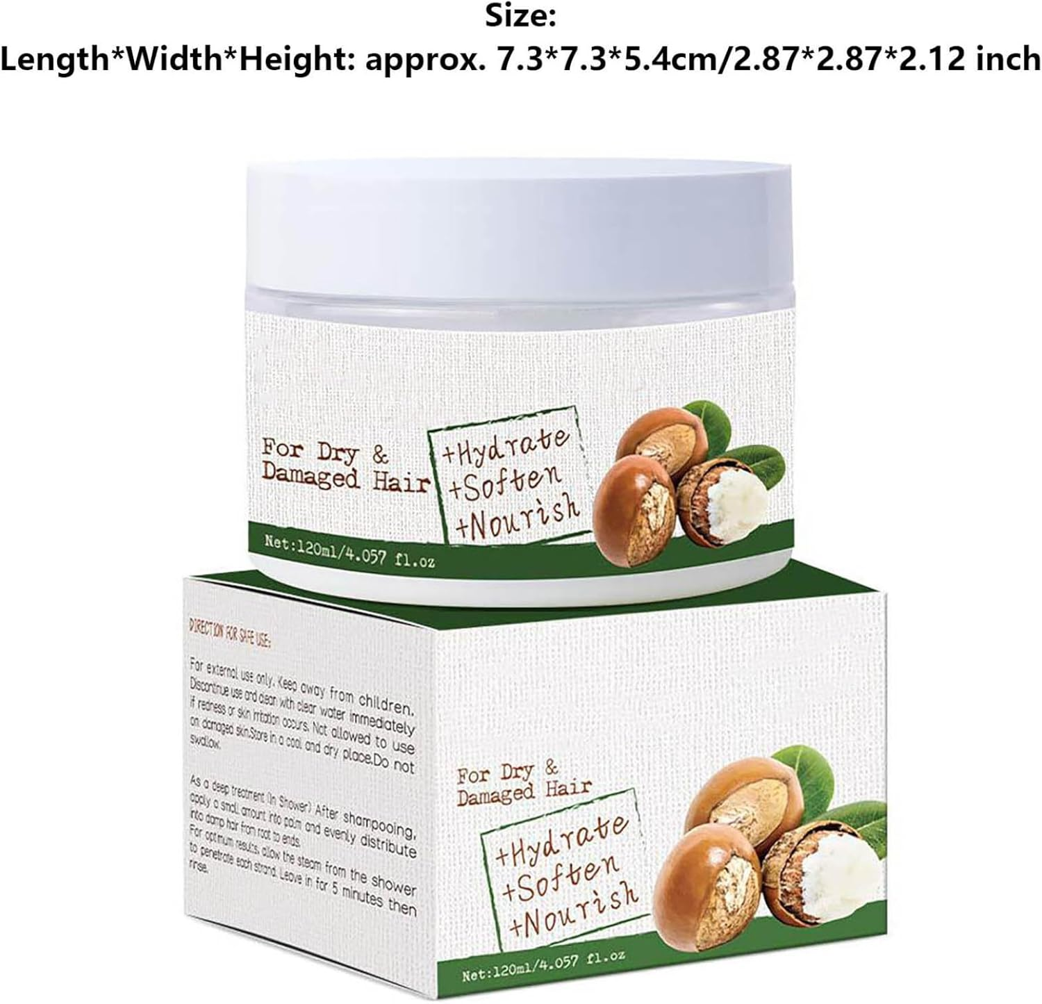 Pure Shea Butter Deep Conditioning Hair Mask 120Ml Hydrate Nourish Dry Frizzy Damaged Hair Smooth Silky Manageable Styling Care White One Size image number 6