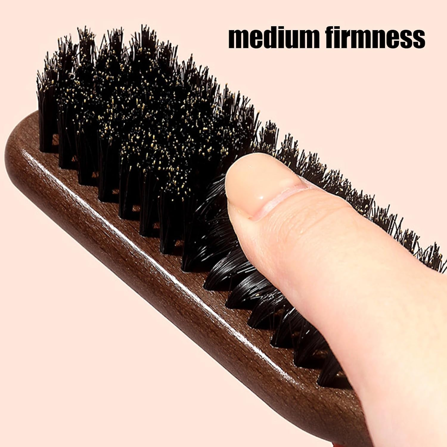 3 Pack Boar Bristle Hair Brush Set,Brown Beard Brushes+ Small + Black Steel Needle Combs, Anti-Static Wooden Handle Brushes for Men and Women, for Hair and Beard Care image number 1