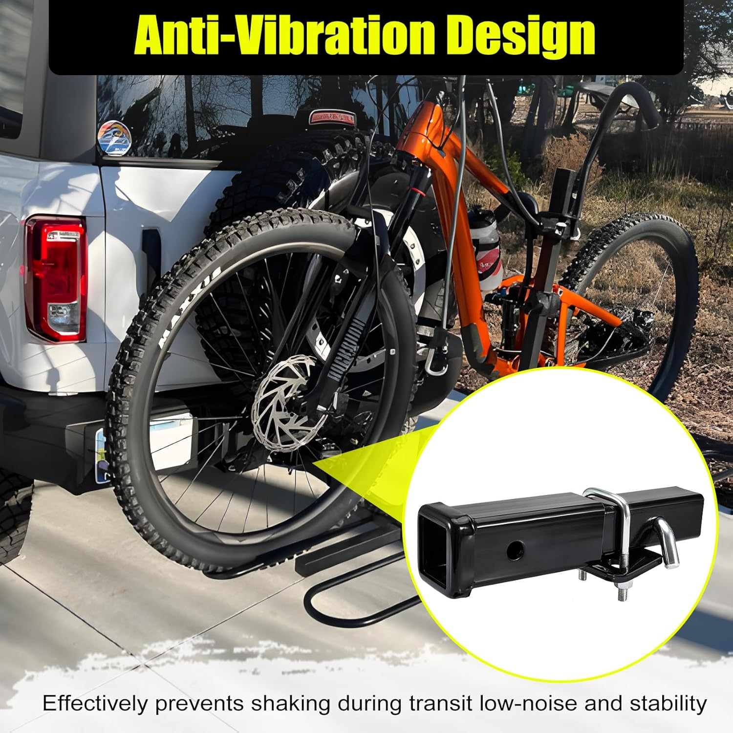 Krimocy Trailer Hitch Extender 7 Inch Extension Length Fits for 2 Inch Receiver Tube with anti Rattle Stabilizer and 5/8 Inch Hitch Pin Clips 3500 Lbs GTW image number 1