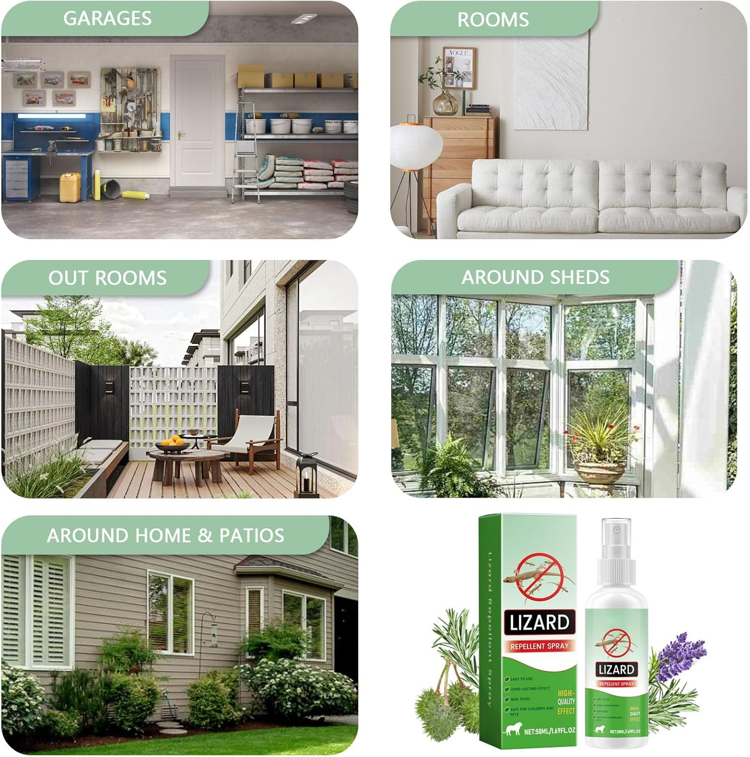 Lizard Repellents Spray, 50ML Naturals Lizard Repellent Lavender Oil Gecko Repellent, Reptile Deterrents Control Outdoor or Indoor for Home Kitchens Balconies Gardens (2) image number 6