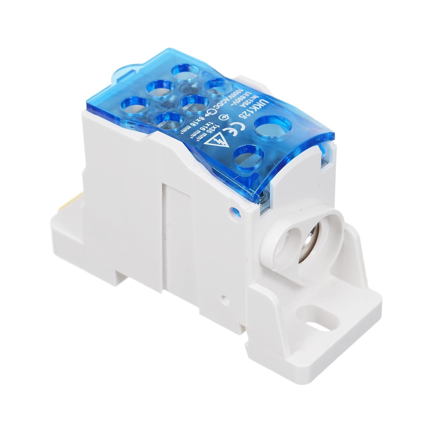 FUNFANG 1 Pack 6 Positions Screw Terminal Strip Blocks with Cover Junction Box Branch Box Din Rail Terminal Block Wire Box Cabinet Wire Splitter Connector UKK125A