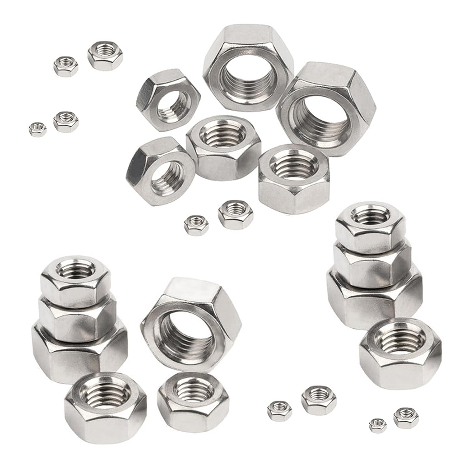 Ymaiss 530Pcs 304 Stainless Steel Hex Nuts Assortment Kit with Box 8Sizes M2 M2.5 M3 M4 M5 M6 M8 M10 Coarse Thread Hexagon Nut Hardware Nuts Sets for Screws Bolt image number 4