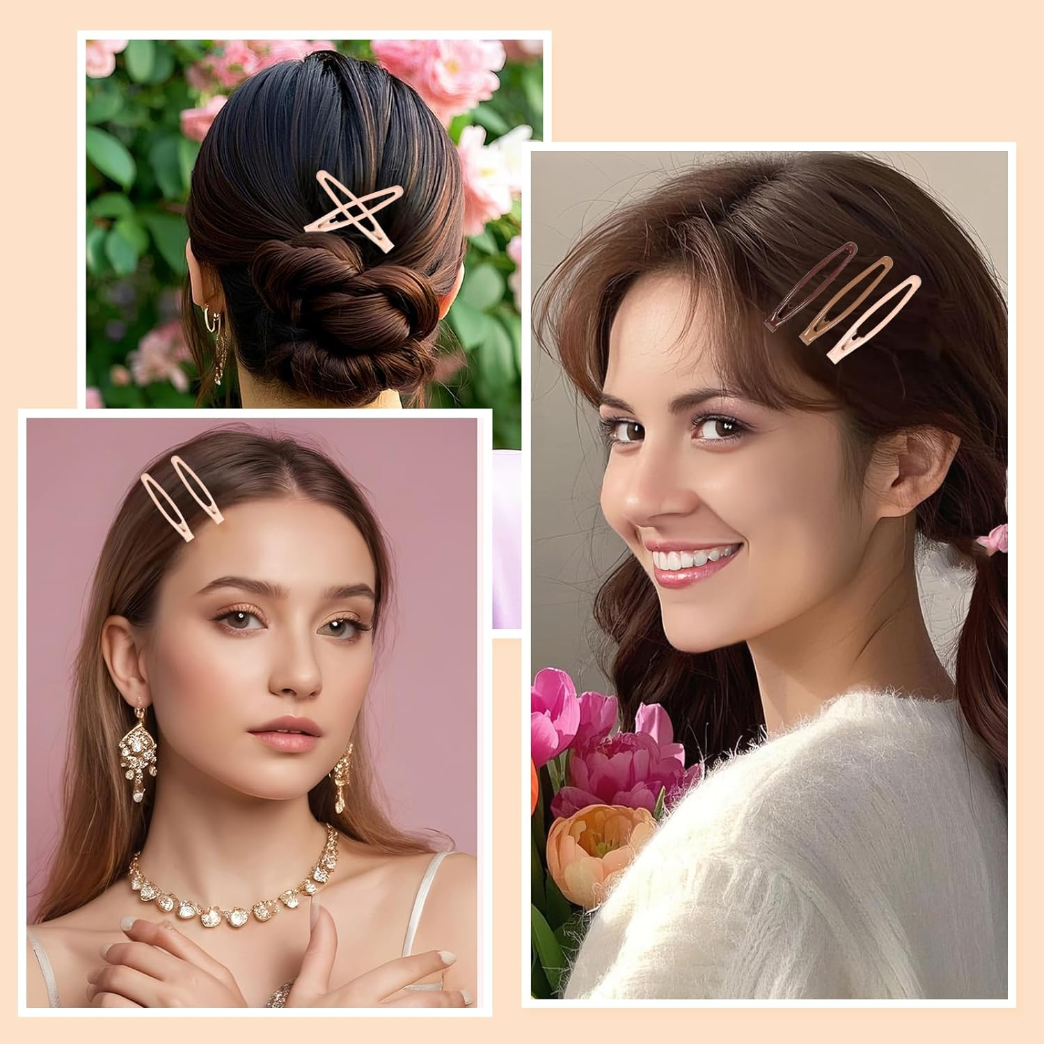 16 Pcs Metal Snap Hair Clips for Women, Non-Slip Hair Barrettes for Thick and Thin, Stylish Hairs Accessories (Black, Dark Brown, Light Brown, Beige, 2.4 X 0.43 Inches) image number 6