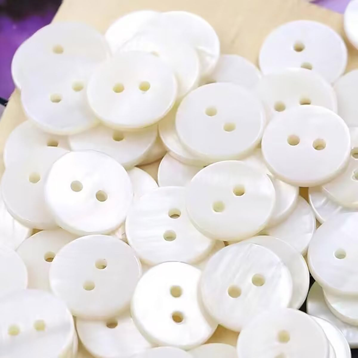 AIMALL Natural Shell Buttons - 20PCS round Two-Hole White Buttons for Shirts, Knitwear, and Crafts - 9 Sizes from 9Mm to 25Mm image number 1