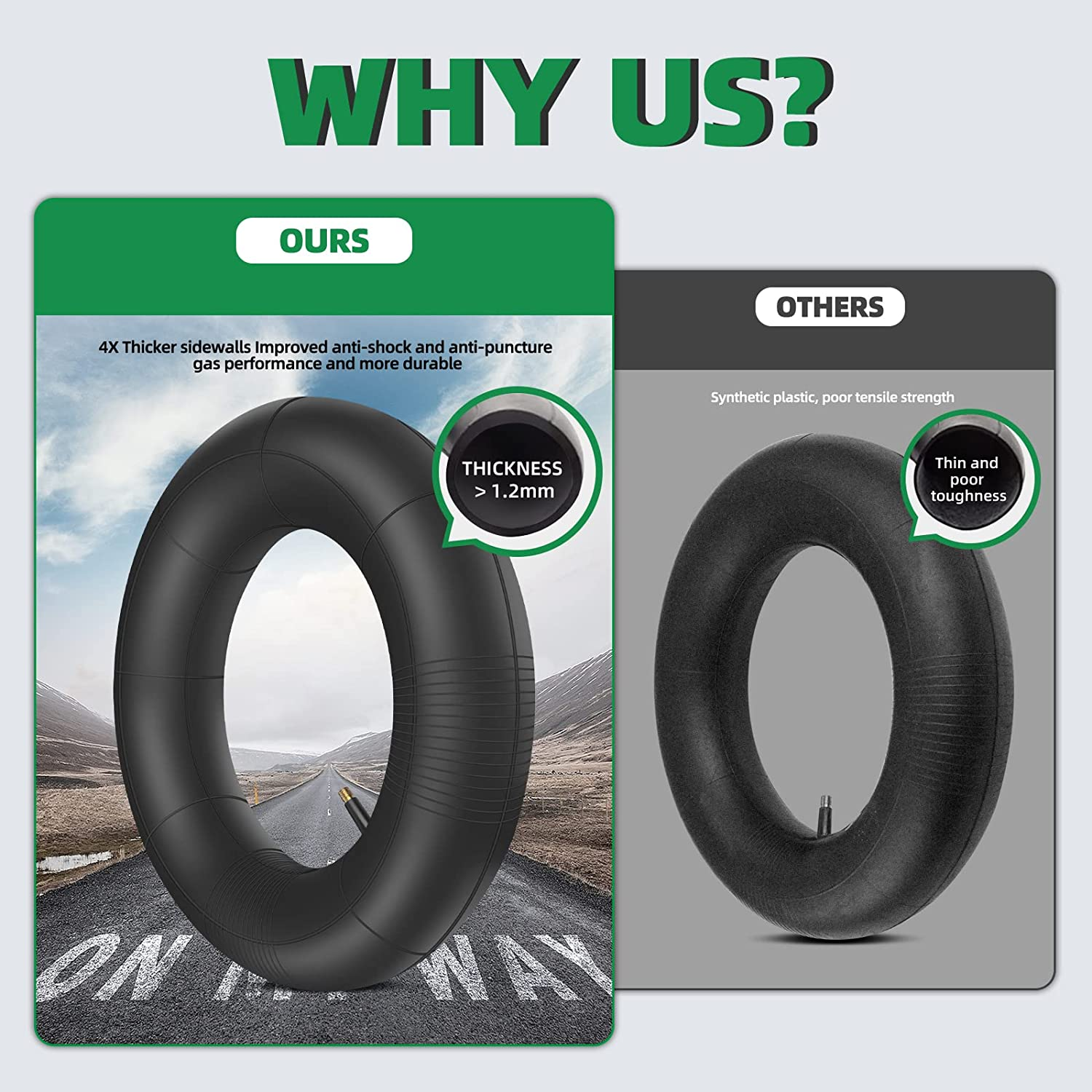 2Pack 3.50/4.00-6 Tire Tube with TR13 Straight Valve Stem Fits 4.10/3.50-6 13X4.00-6 13X5.00-6 145/70-6 image number 2