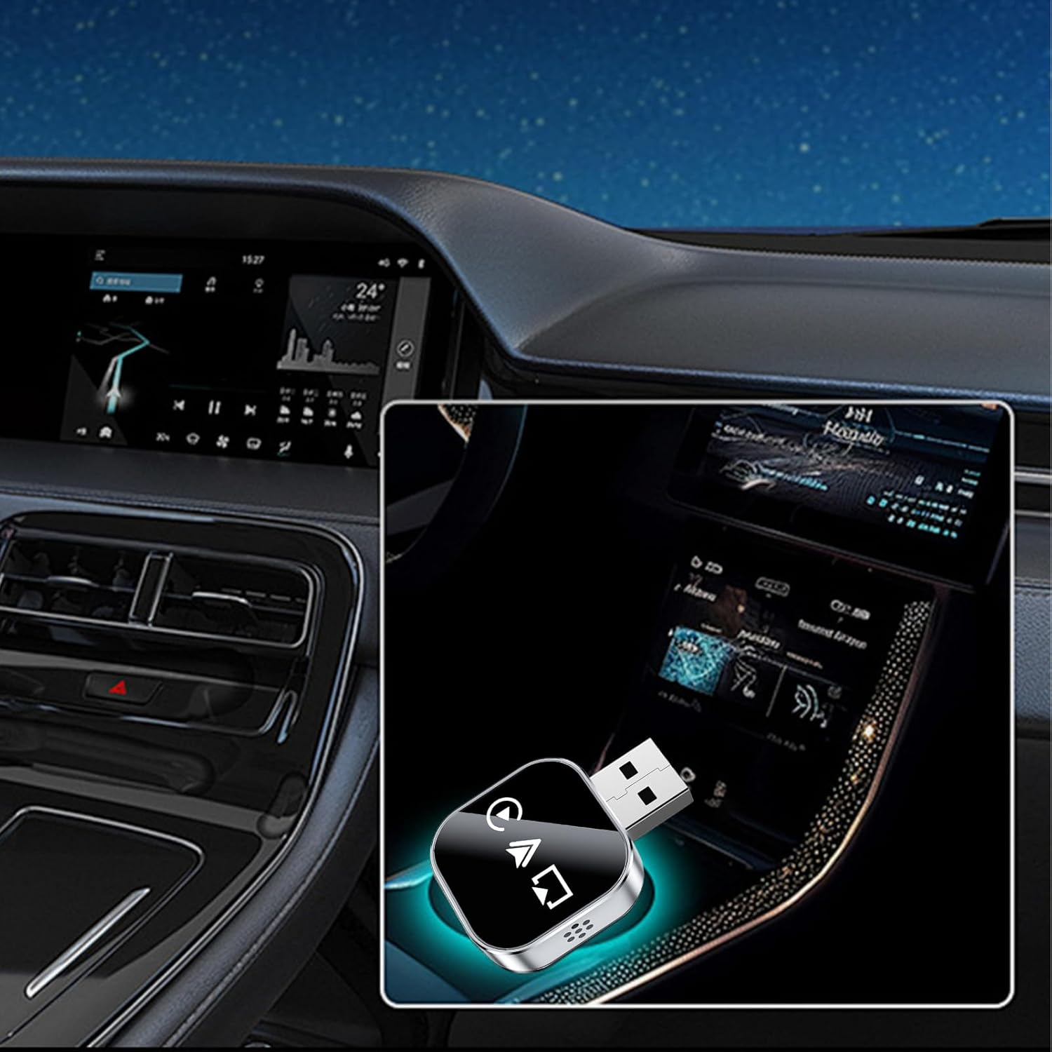 Wireless Adapter for Car | Plug and Play Converter,Wireless Conversion,For Daily Commuting Long Distance Travel Highway Navigation Calling Parking Assistance