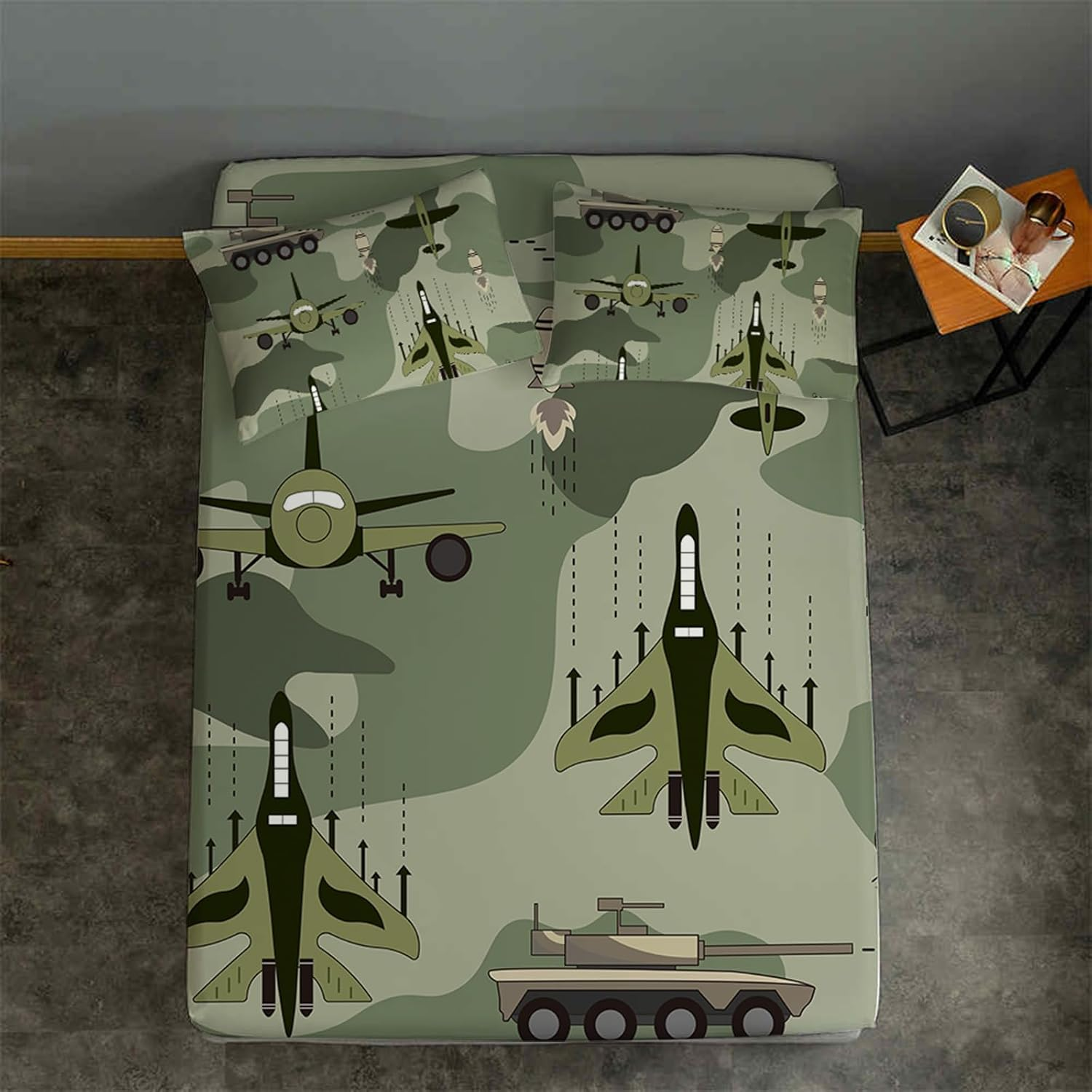 Yasida Twin Kids Fitted Sheets Road Traffic Themed Sheet and Pillowcases Set Cute Cartoon Truck Bed Boys Twin Sheet Set 2 Piece Bedding Decor Set