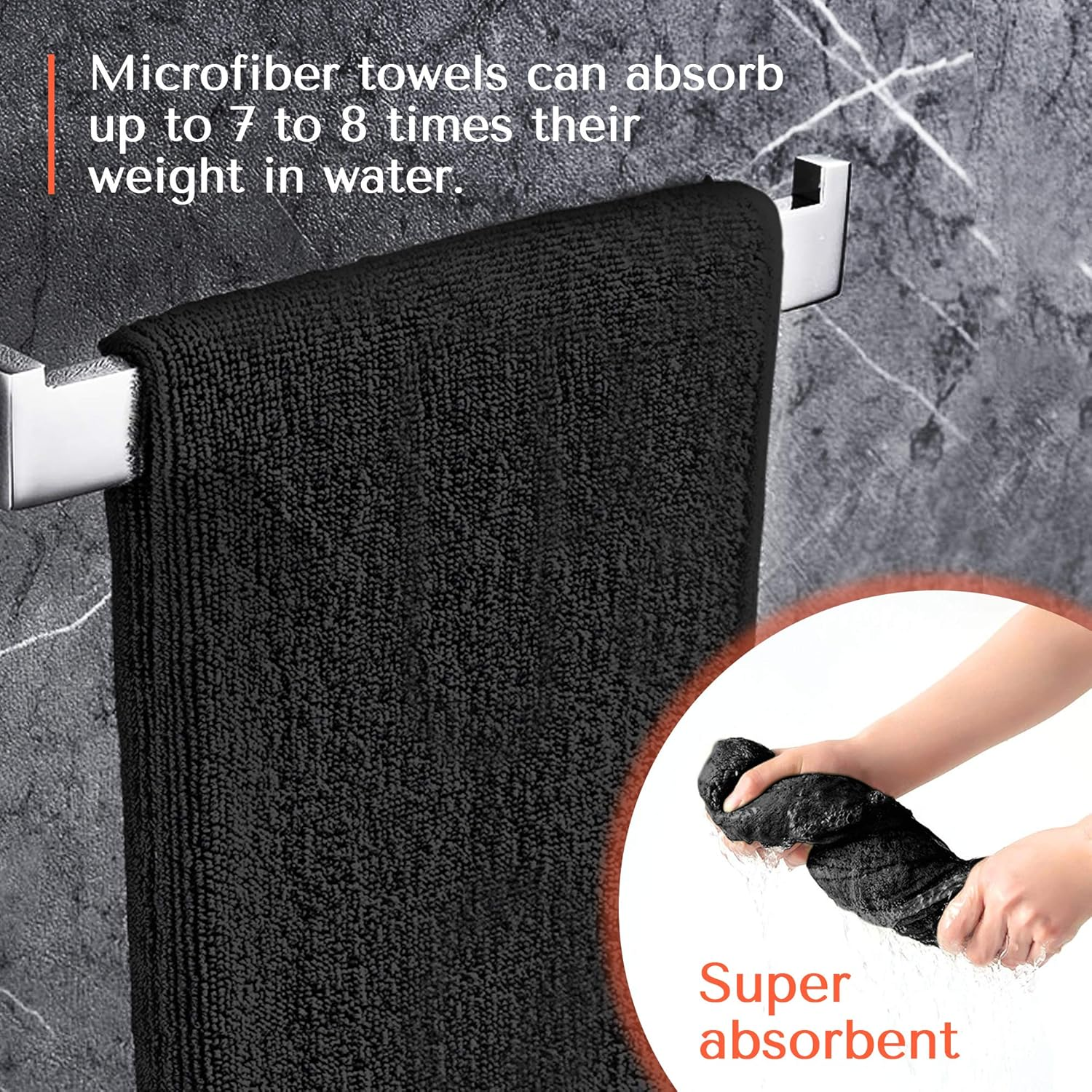 TASALON Microfiber Hair Towel - 10 Pack - Salon Towels - Quick Dry Microfiber Towels - 29 X 16 Inches Ultra-Soft Microfiber Towel for Hair, Facial Towels with Soft Absorbant - Black image number 5