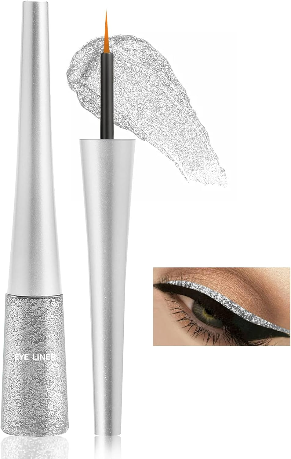 Boobeen Colorful Glitter Eyeliner Liquid Shimmer Eyeliner Waterproof Metallic Eyeliner Smudge-Proof Suitable for Women, 1 Pcs - 02 image number 6
