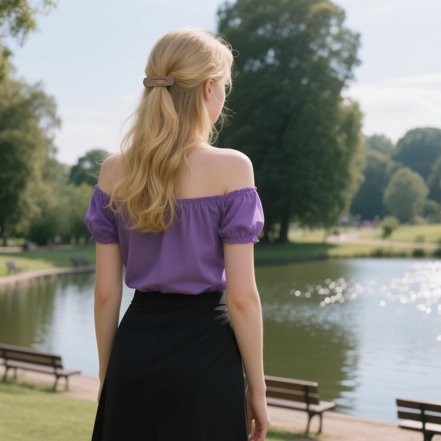 PRUADEOR Pack of 4 Flat Hair Clips for Women, Strong Hold Hair Clips Women, Large Hair Clip Large for Thin and Thick Hair, Practical Design image number 2