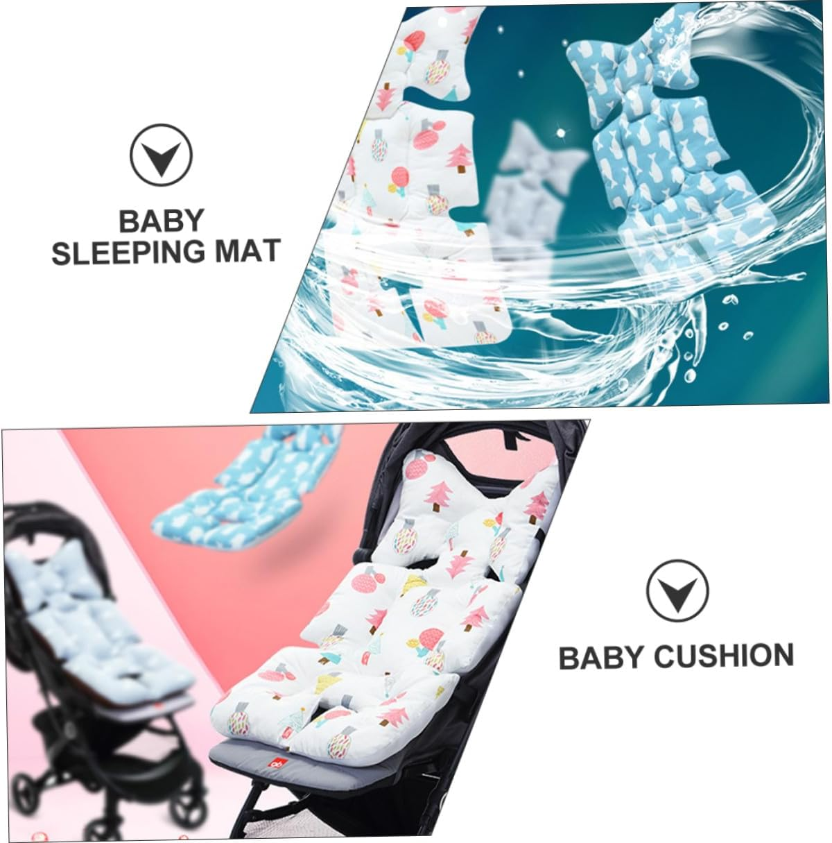 Breathable Stroller Cart Mat Cushion with Head and Body Support Thickened Seat Pad for Pushchair and Dining Chair Soft Cotton Protector for Travel and Outdoor Use image number 4