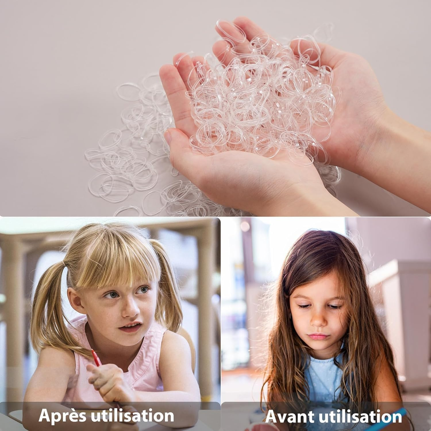 Pack of 1000 Mini Small Hair Bobbles Rubber Bands Elastic Scrunchies for Women Girls Men (Transparent)