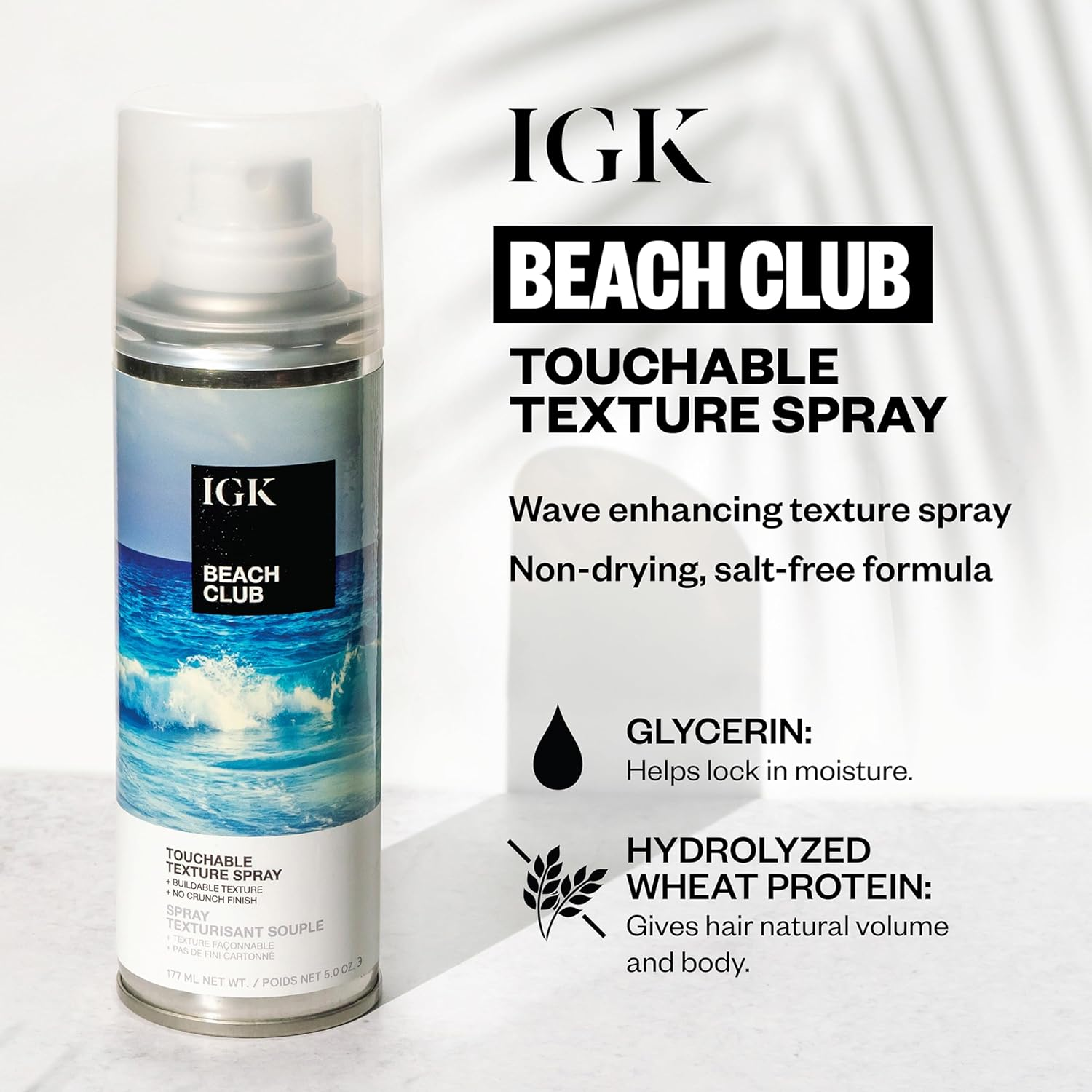 IGK BEACH CLUB Touchable Texture Spray Travel | Hold + Volume + Lightweight | Vegan + Cruelty Free | 1.7 Oz image number 1