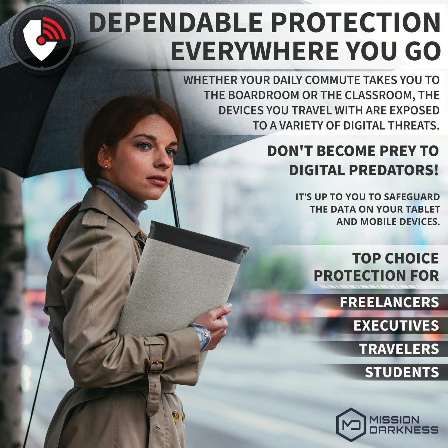 Mission Darkness Dry Shield Faraday Tablet Sleeve // Slim Waterproof Dry Bag for Tablets + RF Shielding Liner // Signal Blocking, Anti-Tracking, EMP Shield, Data Privacy, Electronic Device Security image number 2