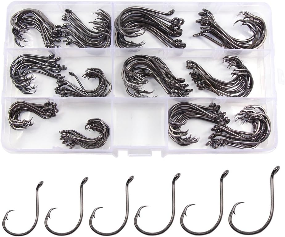 Croch 150 Pack Octopus Circle Hooks Offset Point 6 Size #1, 1/0, 2/0, 3/0, 4/0, 5/0 image number 2
