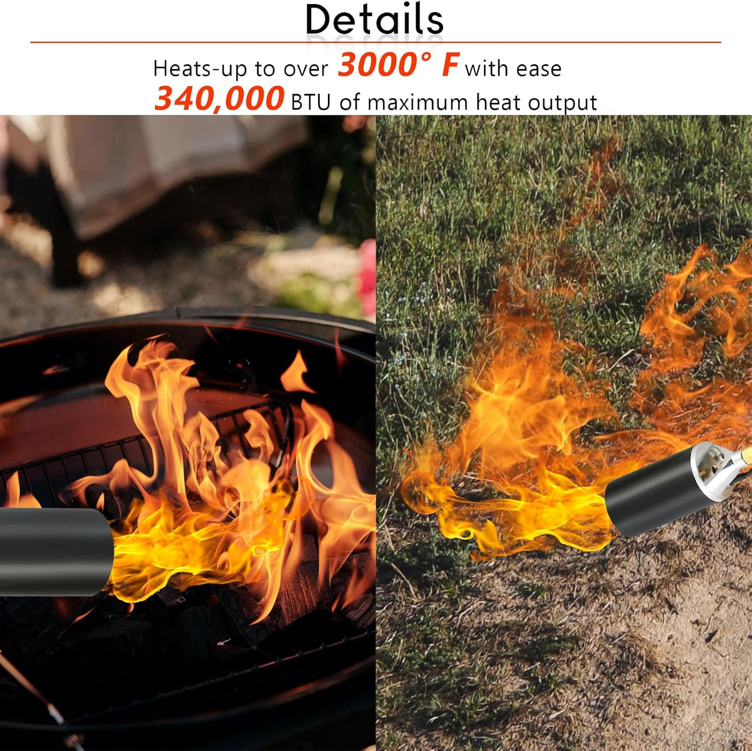 DASBET Propane Torch Weed Burner Kit | 500,000 BTU, Heavy Duty Wand with 7FT Hose and Turbo Trigger Igniter for Weed, Roofing, Roads, Snow Melting