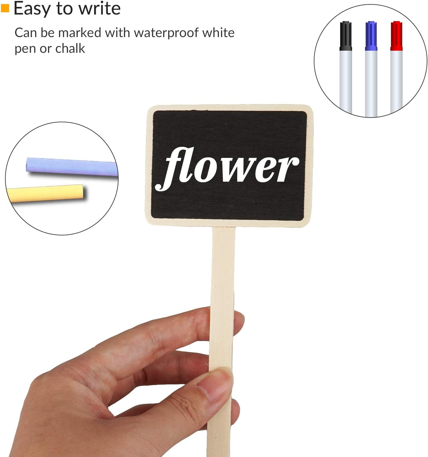 JJWNMLL 20Pcs Wooden Plant Labels Black Board Markers Plant Signs Mini Chalkboard Garden Stakes Tags T-Type Tags for Vegetable Seeds Trees Herbs Flowers Garden Rectangular, 24Cm X 17.5Cm