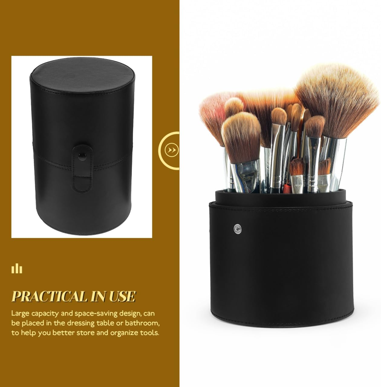 PACKOVE Travel Brush Toiletries Headband Container Cylinder Makeup Brush Case Storage Bin Toolbox Make up Brush Holder Organizer Storage Box Makeup Organizer Travel Pu Miss image number 4