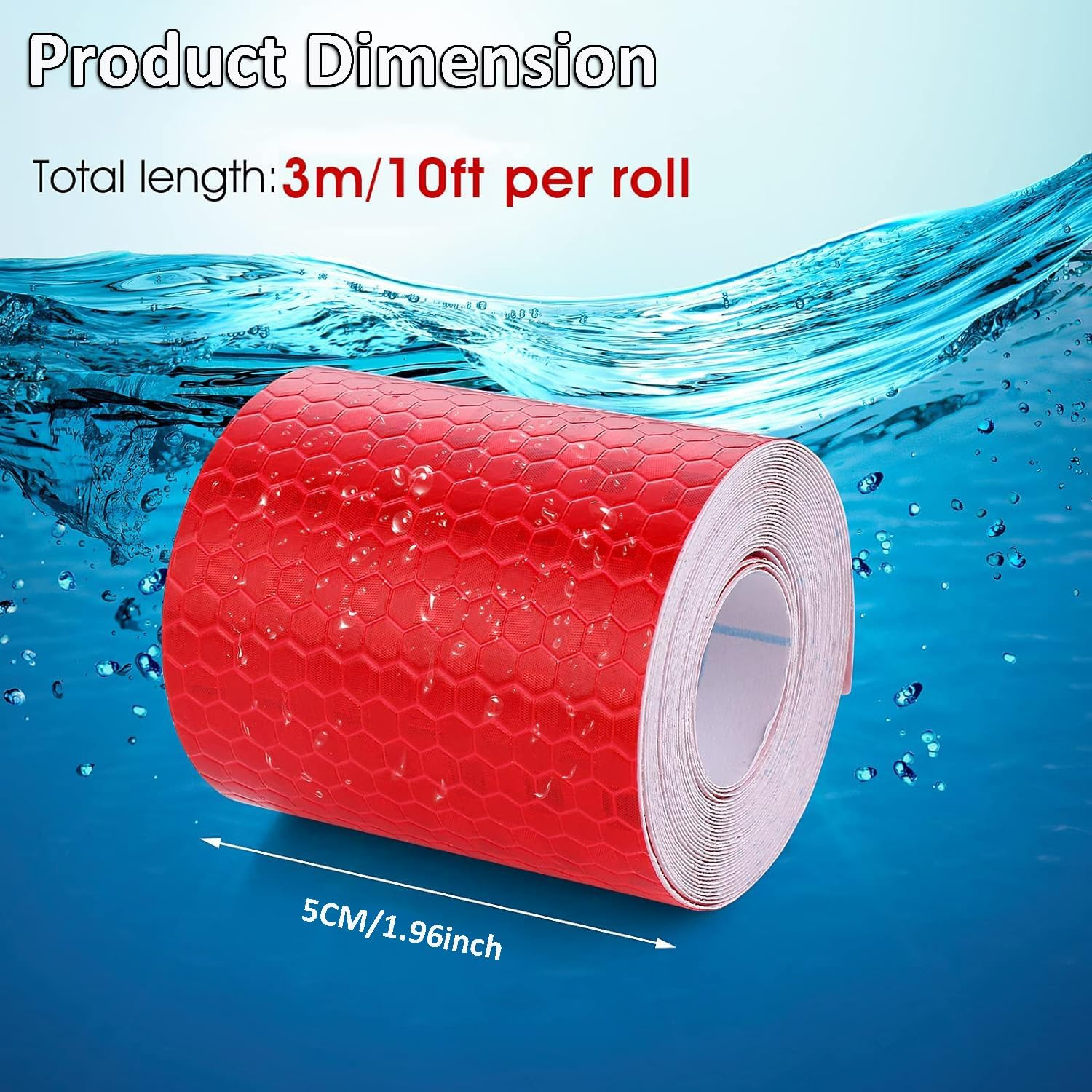 3 Rolls Reflective Tape Security Marking Tape Safety Tape Self-Adhesive Sticker High Visibility No Residue Reflector Tape Waterproof for Trucks Bikes Baby Strollers Helmets image number 4