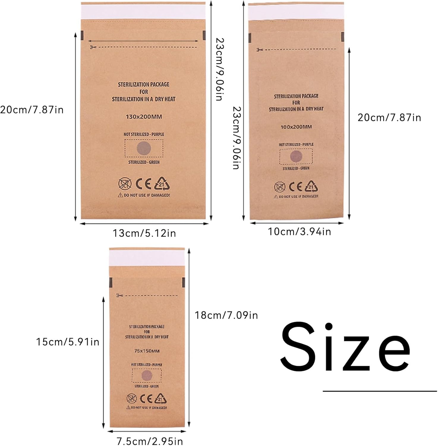 Disposable Kraft Paper Self-Sealing Sterilization Bags &ndash; High-Temperature Dry Heat Sterilization Bags for Nail Salon, One-Time Use, Bulk Packaging image number 5