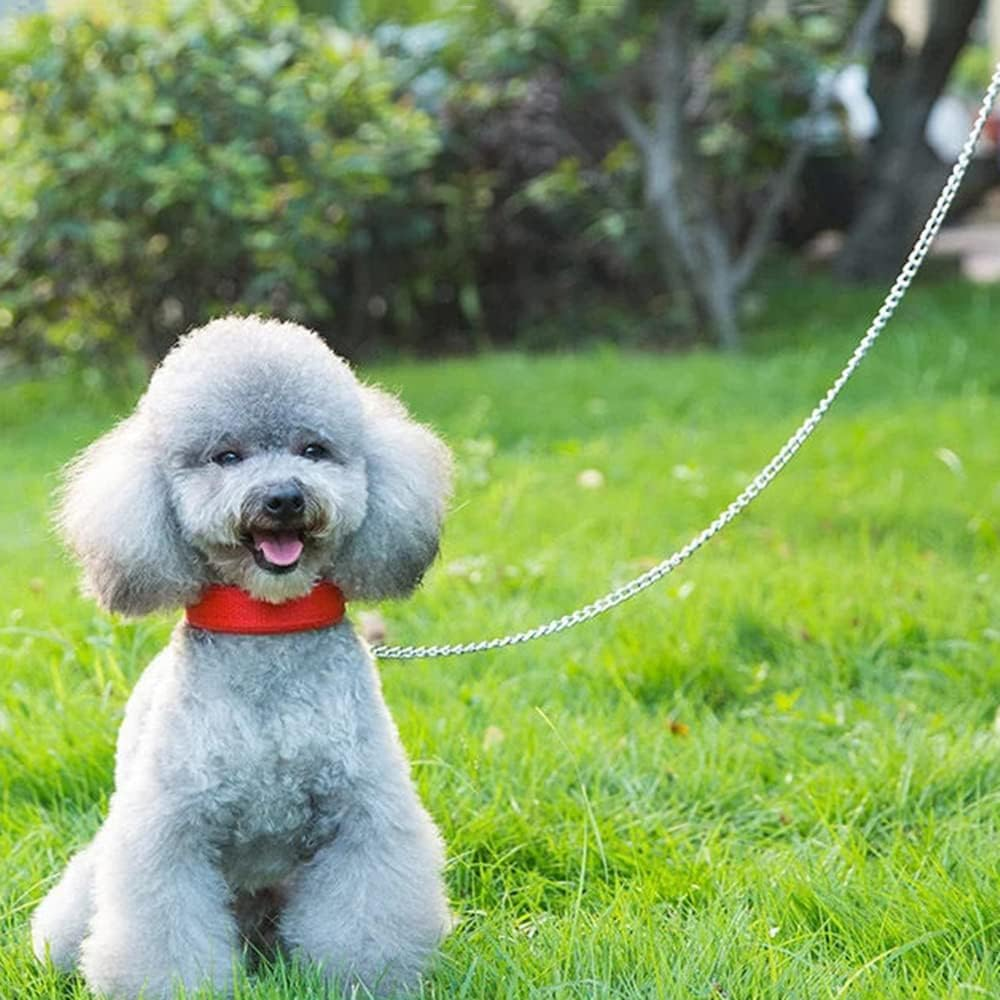 1 Pcs Red Nylon Leash Dog Chain Chew Dog Chain Metal Dog Leash Training Dog Lead Chain Padded Handle Training Dog Chain for Small Medium Large Dogs Training Walking(Red) image number 6