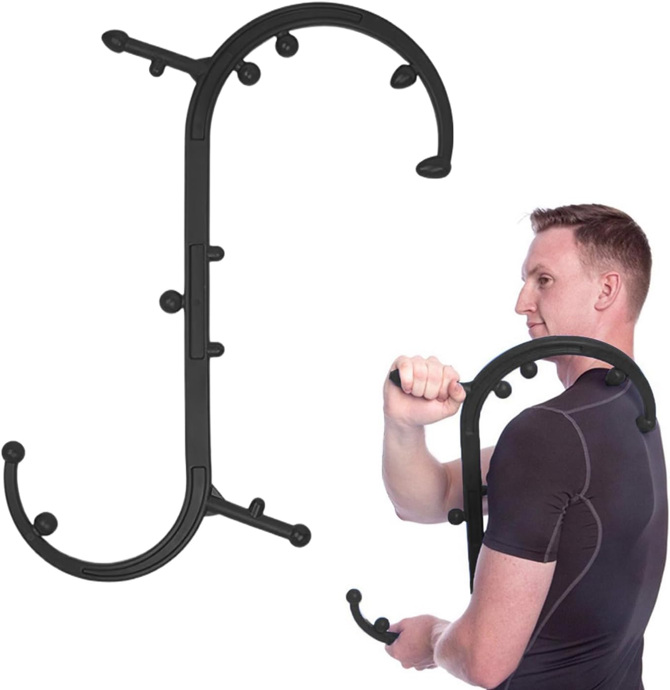 EDINNO Trigger Point Massager, Trigger Point Therapy Self Massage Tool, Back and Neck Massager, Handheld Massage Stick, for Back Massage Muscle Tension (Black)