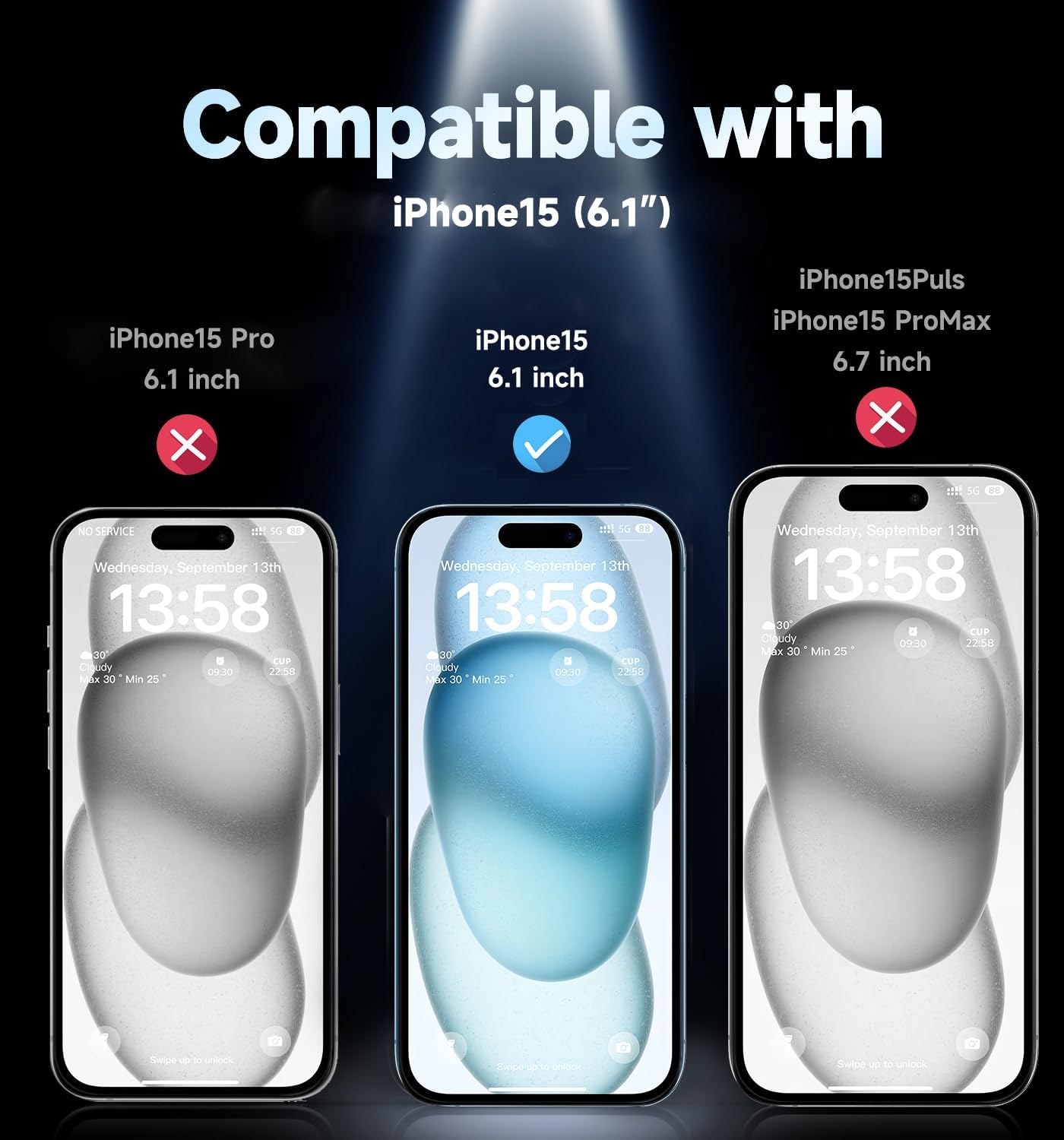 MAGIC JOHN 2 Pack for Iphone 15 6.1 Inch Tempered Glass Screen Protector, Auto Dust-Elimination, Bubble Free, HD Clear, Easy Installation