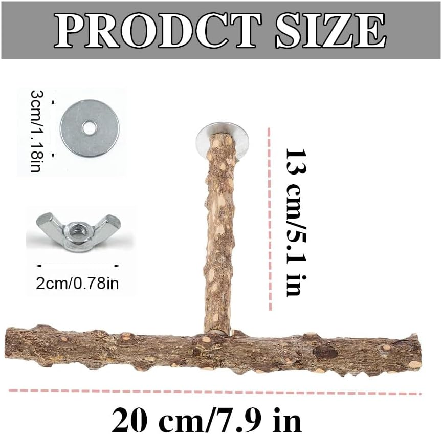 Natural Wood Bird Perch Stand &ndash; Chewing & Climbing Branch for Parrots, Cockatiels, Lovebirds, Budgies, Conures | Cage Accessories with Paw Grinding Fork | Safe Bird Toys & Perches image number 3