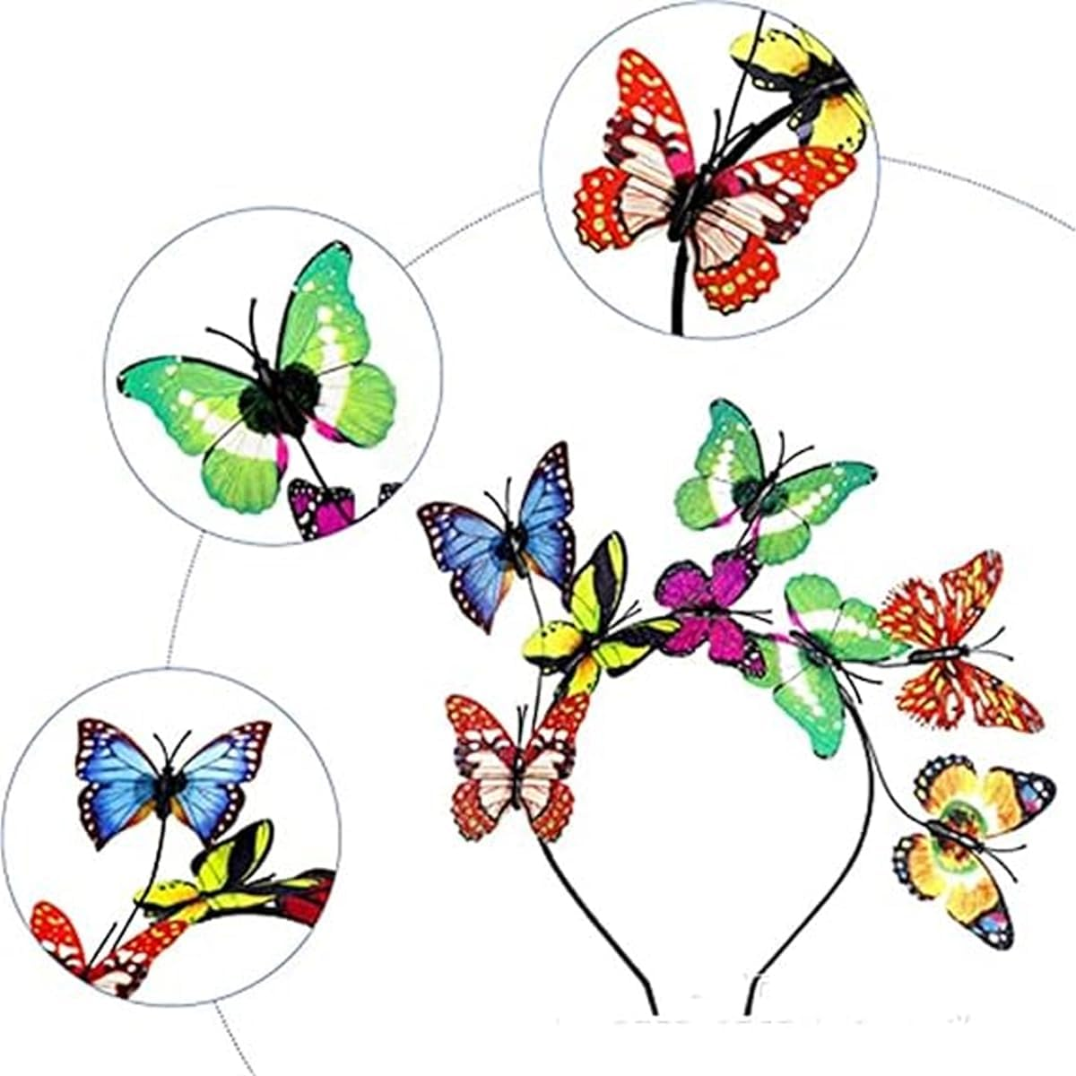 CENPEK Butterfly Headband and 8 Pack Butterfly Hair Clips Colorful Festival Accessories for Party Halloween Wedding image number 6