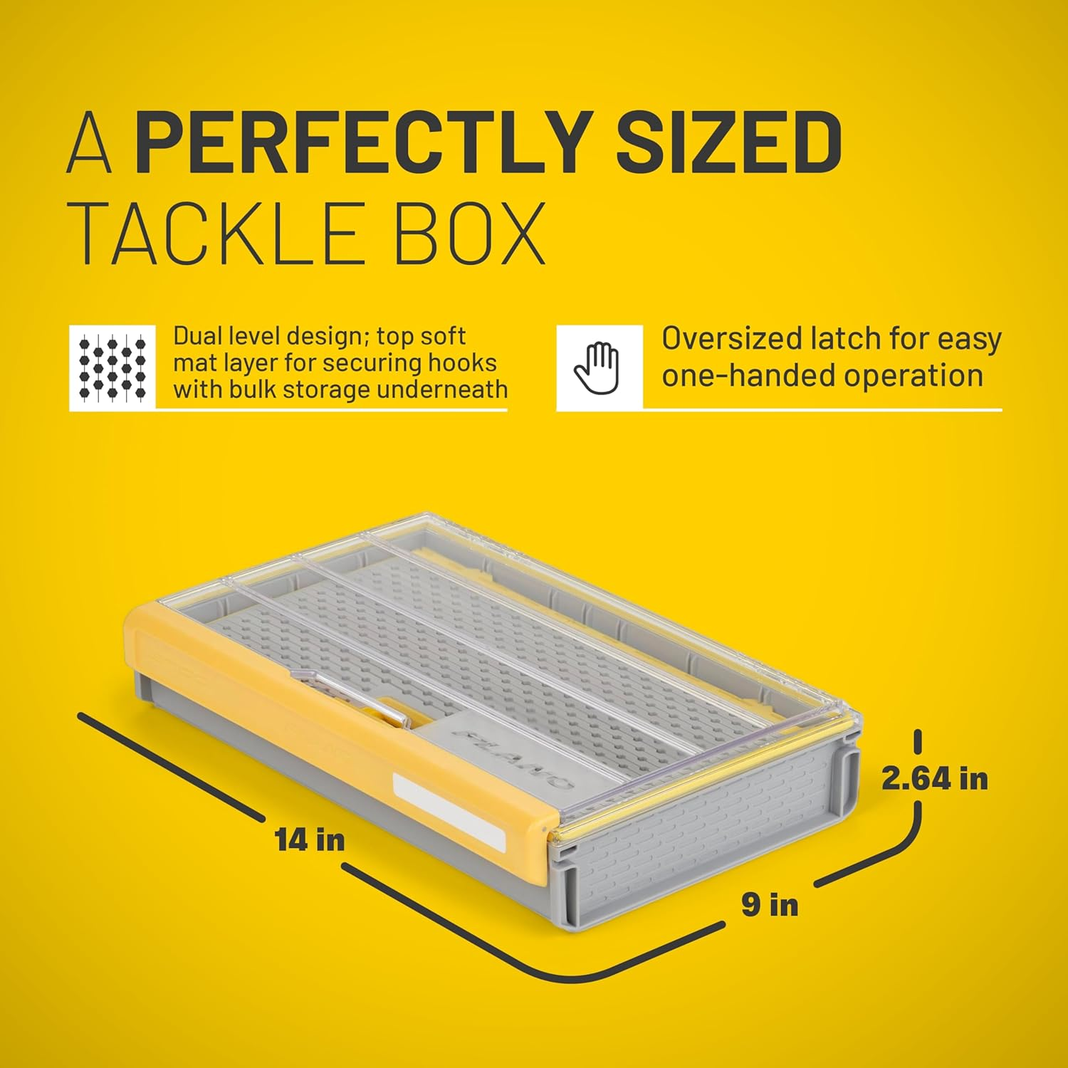 Plano EDGE 3700 Hook Utility Box, Clear/Yellow, Tackle Storage Accessories, Waterproof and Rust-Resistant Container for Fishing Hooks