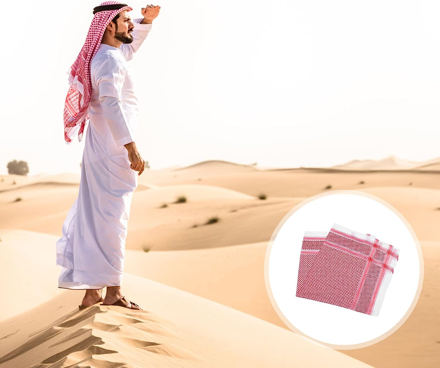 PRETYZOOM Men Arab Turban Dubai Kerchief Middle East Shemagh Head Scarf Headwear image number 5