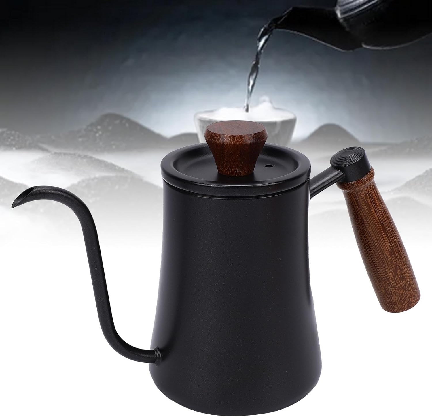 Yduupxe Pour over Kettle, 500Ml 304 Stainless Steel Gooseneck Spout Coffee Kettle with Scale Wooden Handle for Home Camping Barista Coffee Tea Brewing image number 4